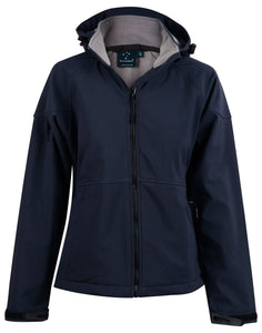 WINNING SPIRIT JK34 LADIES SOFT SHELL JACKET WITH HOOD NAVY/CHAR SIZE 8 OR 10 OR 12 CLEARANCE BX2113