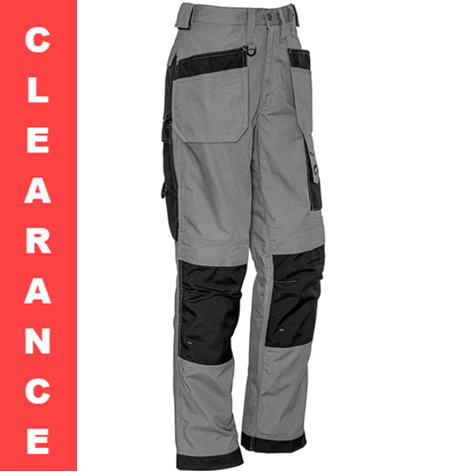 5 pack - Mens Ultralite Multi-Pocket Pant   Zp509 Silver/Black - Supplier Clearance