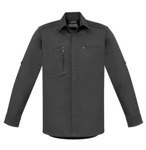 5 pack - Mens Streetworx L/S Stretch Shirt   Zw350 Charcoal - Supplier Clearance