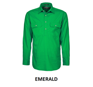 Pilbara Men's Closed Front L/S Shirt - 9 Colour Options