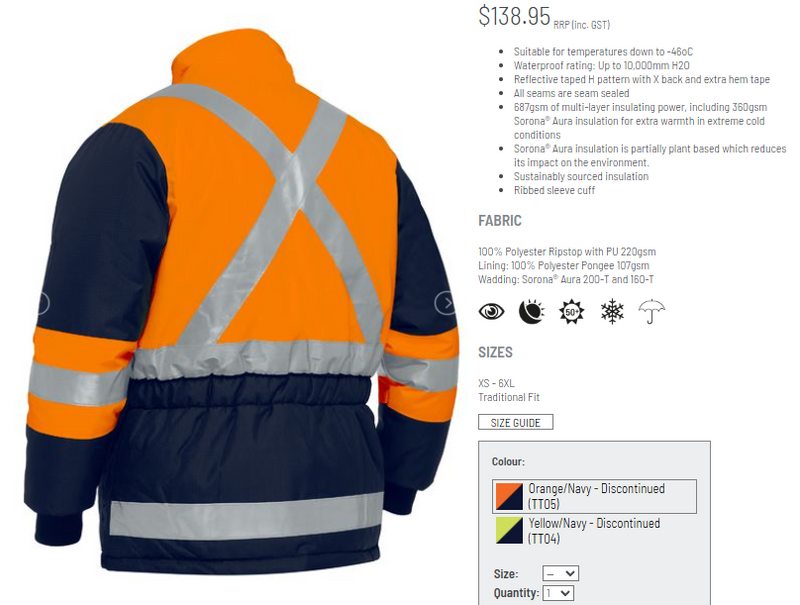 Bisley BJ6450T X TAPED TWO TONE HI VIS FREEZER JACKET