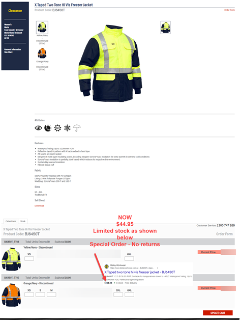Bisley BJ6450T X TAPED TWO TONE HI VIS FREEZER JACKET