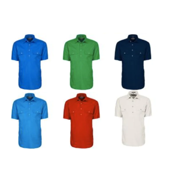 Pilbara Men's Closed Front Short Sleeve Shirt - 6 Colour Options