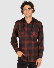 Load image into Gallery viewer, Flannel Shirt UNIT CHESTER HOODED FLANNEL SHIRT Red