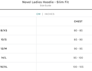 Hoodie Novel Ladies  - Slim Fit Unit Grey/Black SIZE 10 BX2040