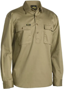 Bisley Bsc6433 Closed Front Cotton Drill Shirt - Long Sleeve 190Gsm