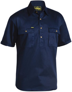 Bisley Bsc1433 Closed Front Cotton Drill Shirt - Short Sleeve 190Gsm