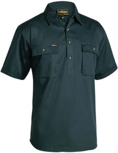 Bisley Bsc1433 Closed Front Cotton Drill Shirt - Short Sleeve 190Gsm