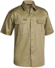Load image into Gallery viewer, Bisley Bs1433 Open Front Cotton Drill Shirt - Short Sleeve 190Gsm