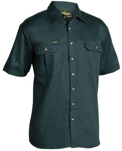 Bisley Bs1433 Open Front Cotton Drill Shirt - Short Sleeve 190Gsm