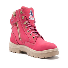 Load image into Gallery viewer, Safety Boot Steel Blue - Southern Cross Zip Ladies Pink 512761 - Steel Cap