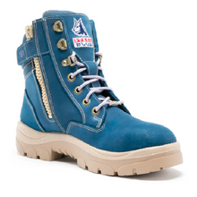Load image into Gallery viewer, Safety Boot Steel Blue - Southern Cross Zip Ladies Blue 512761- Steel Cap