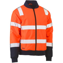 Load image into Gallery viewer, Bisley Taped 2 Tone Hi Vis Bomber jacket with padded lining - Orange Navy BJ6730T
