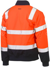 Load image into Gallery viewer, Bisley Taped 2 Tone Hi Vis Bomber jacket with padded lining - Orange Navy BJ6730T