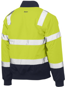 Bisley Taped 2 Tone Hi Vis Bomber jacket with padded lining - Yellow Navy BJ6730T