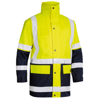 Bisley Taped 5 in 1 Hi Vis rain jacket yellow navy BK6975