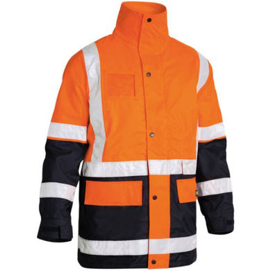 Bisley Taped 5 in 1 Hi Vis rain jacket orange navy BK6975