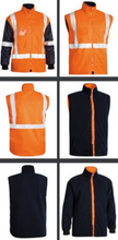 Load image into Gallery viewer, Bisley Taped 5 in 1 Hi Vis rain jacket orange navy BK6975