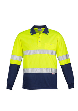 Mens Hi Vis Spliced Polo - Long Sleeve Hoop Taped ZH235  Syzmik