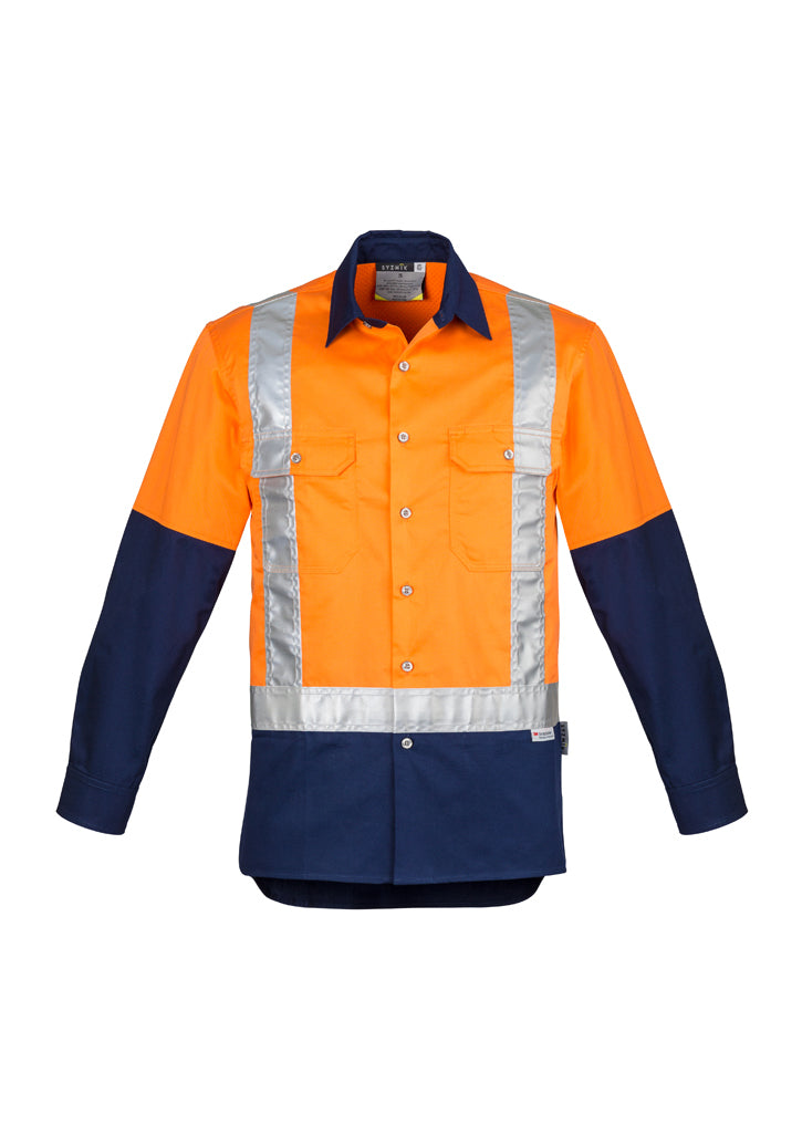 Mens Hi Vis Spliced Industrial Shirt - Shoulder Taped ZW124  Syzmik
