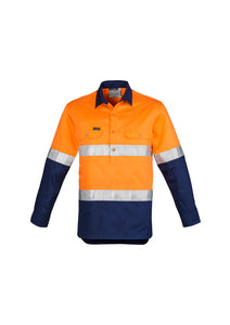 Mens Hi Vis Closed Front L/S Shirt - Hoop Taped ZW550  Syzmik