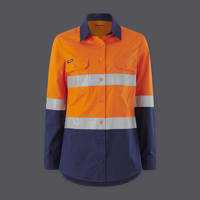 KingGee K44227 Women’s  Workcool Hi Vis Reflective Shirt Long Sleeve